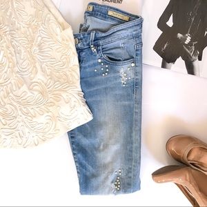 Guess Kate Skinny Jeans Pearl Embellished Denim